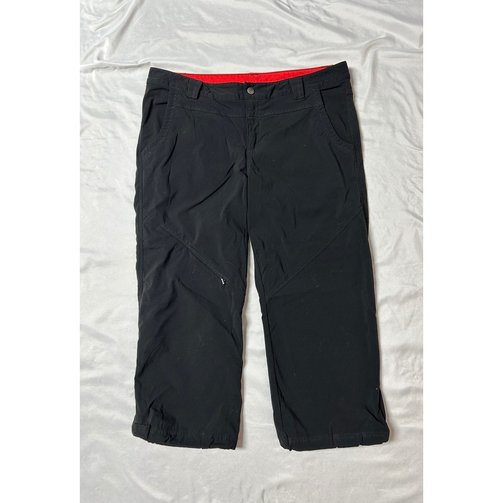 Eddie Bauer Travex Black Hiking Travel Pants Stretch Nylon Womens 12 Capris